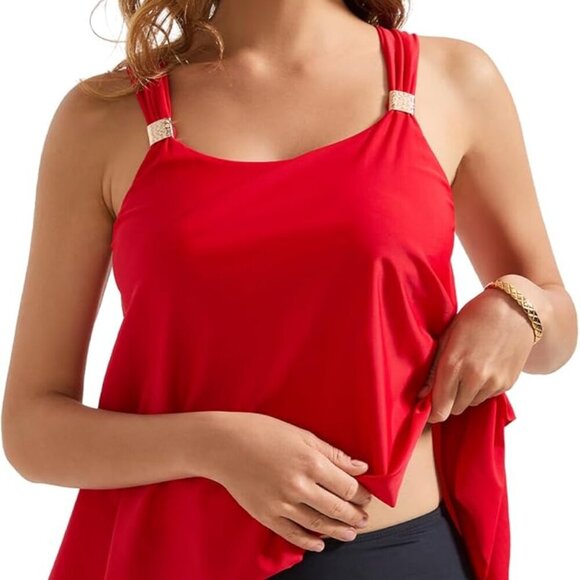 Women Ruffle High Waisted Tankini Swimsuit Tummy Control Bathing Suit - Large, R - Picture 3 of 7